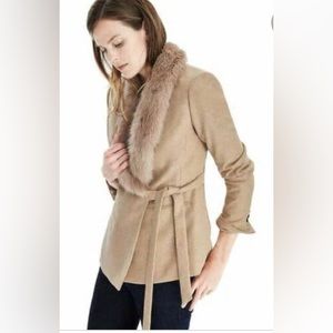 NWT Gorgeous Italian wool camel colored wrap blazer